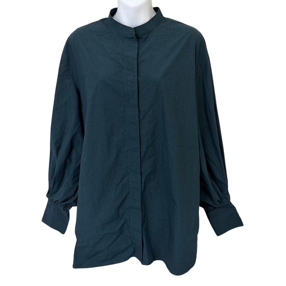 Cos Collarless Pleated Back Hidden Placket Balloo… - image 1